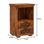 Premium Solid Sheesham Wood Bedside Cabinet - Image 3