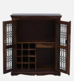 Radcliffe Sheesham Wood Bar Cabinet in Scratch Resistant Charcoal Teak Finish - Image 2