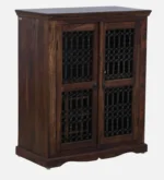 Radcliffe Sheesham Wood Bar Cabinet in Scratch Resistant Charcoal Teak Finish - Image 4