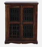 Radcliffe Sheesham Wood Bar Cabinet in Scratch Resistant Charcoal Teak Finish - Image 5