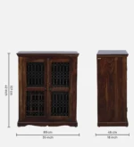 Radcliffe Sheesham Wood Bar Cabinet in Scratch Resistant Charcoal Teak Finish - Image 6