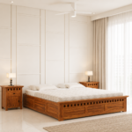 Ravello Sheesham Wood Bed with Storage in Teak Finish
