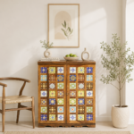 Ridgemont Sheesham Wood Bar Cabinet in Scratch Resistant Copper Teak Finish