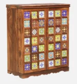 Ridgemont Sheesham Wood Bar Cabinet in Scratch Resistant Copper Teak Finish - Image 3