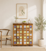 Ridgemont Sheesham Wood Bar Cabinet in Scratch Resistant Copper Teak Finish
