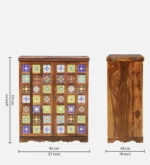 Ridgemont Sheesham Wood Bar Cabinet in Scratch Resistant Copper Teak Finish - Image 4