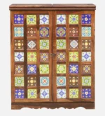 Ridgemont Sheesham Wood Bar Cabinet in Scratch Resistant Copper Teak Finish - Image 8