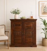 Rosemont Sheesham Wood Bar Cabinet in Scratch Resistant Deep Teak Finish
