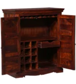 Rosemont Sheesham Wood Bar Cabinet in Scratch Resistant Deep Teak Finish - Image 3