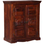 Rosemont Sheesham Wood Bar Cabinet in Scratch Resistant Deep Teak Finish - Image 6