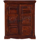 Rosemont Sheesham Wood Bar Cabinet in Scratch Resistant Deep Teak Finish - Image 10