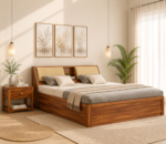 Royal Sheesham Solid Wood Bed with Hydraulic Storage in Honey Finish