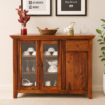 Royal Sheesham Solid Wood Storage Cabinet with Double Doors and Adjustable Shelves in Honey Finish