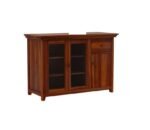 Royal Sheesham Solid Wood Storage Cabinet with Double Doors and Adjustable Shelves in Honey Finish - Image 5