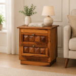Rustic Sheesham Wood Bedside Table for Bedroom