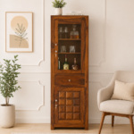 Sedgwick Sheesham Wood Bar Cabinet in Scratch Resistant Mocha Teak Finish