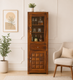 Sedgwick Sheesham Wood Bar Cabinet in Scratch Resistant Mocha Teak Finish