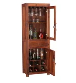 Sedgwick Sheesham Wood Bar Cabinet in Scratch Resistant Mocha Teak Finish - Image 8