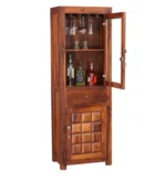 Sedgwick Sheesham Wood Bar Cabinet in Scratch Resistant Mocha Teak Finish - Image 9