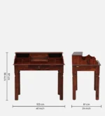 Sheesham Wood Computer Study Table with Shelves - Image 3