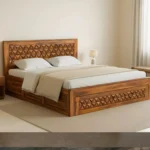 Sheesham Wood Modern Storage Platform Bed