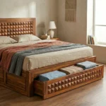 Sheesham Wood Storage Bed with Drawers - Image 3