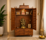Modern Sheesham Wood Temple for Home with Traditional Hand Carved Design – Wooden Pooja Mandir