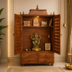 Modern Sheesham Wood Temple for Home with Traditional Hand Carved Design – Wooden Pooja Mandir