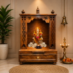 Sheesham wood temple with storage drawer