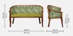 Siena Sheesham Wood 2 Seater Sofa in Premium Teak Finish - Image 3