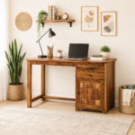 Sierra Sheesham Wood Contemporary Study Desk in Teak Finish