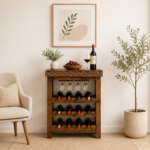 Silverdale Sheesham Wood Bar Cabinet in Scratch Resistant Honey Teak Finish