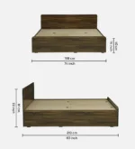 Solace Sheesham Wood Bed with Hydraulic Storage in Walnut Finish - Image 3