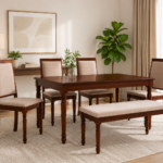 Solid Sheesham Wood 6 Seater Dining Table Set with Natural Finish