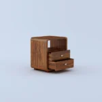 Solid Sheesham Wood Bedside Table with Storage Drawer in Natural Finish - Image 7