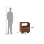 Solid Sheesham Wood Bedside Table with Storage Drawer in Natural Finish - Image 3