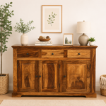 Urban Sheesham Solid Wood Multi-Storage Cabinet with Shelves and Drawer in Walnut Finish
