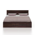 Valen Sheesham Wood Bed with Storage in Provincial Teak Finish - Image 4