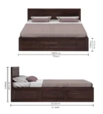 Valen Sheesham Wood Bed with Storage in Provincial Teak Finish - Image 3