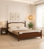 Verona Sheesham Wood Bed Without Storage in Honey Oak Finish