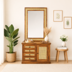 Verona Sheesham Wood Dressing Unit with Cabinet in Honey Oak Finish