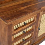 Verona Sheesham Wood Dressing Unit with Cabinet in Honey Oak Finish - Image 6