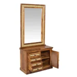 Verona Sheesham Wood Dressing Unit with Cabinet in Honey Oak Finish - Image 4
