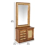 Verona Sheesham Wood Dressing Unit with Cabinet in Honey Oak Finish - Image 3
