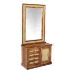 Verona Sheesham Wood Dressing Unit with Cabinet in Honey Oak Finish - Image 5