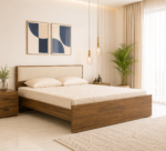 Veyron Sheesham Wood Bed with Storage in Teak Finish