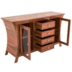Vintage Sheesham Wooden Display Cabinet with Glass Panels and Honey Finish - Image 5