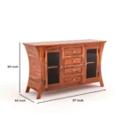 Vintage Sheesham Wooden Display Cabinet with Glass Panels and Honey Finish - Image 3