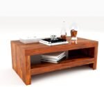 Virello Solid Sheesham Wood Designer Center Coffee Table with Open Storage - Image 3