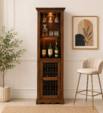 Whitmore Sheesham Wood Bar Cabinet in Scratch Resistant Honey Brown Finish